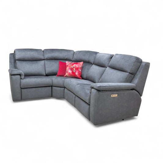 ‘Thornbury’ A026 Prama Midnight Velvet Small Right Hand Facing Power Recliner Corner Sofa with Power Headrests and Power Lumbar