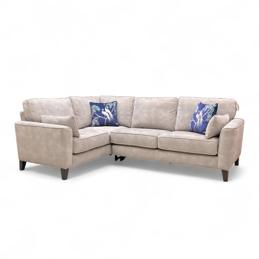 ‘Brondby’ Sfa-Pey-R05 Marble Taupe Velvet Left Hand Facing Corner Sofa