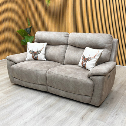 ‘Sloane' Marble Cream Fabric 3 + 3 Seater Power Recliner Sofa Set Furniture Village
