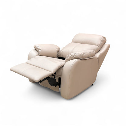 ‘Kingsbury’ L844 Cambridge Plaster Beige Leather Power Recliner Chair with Power Headrest and Power Lumbar