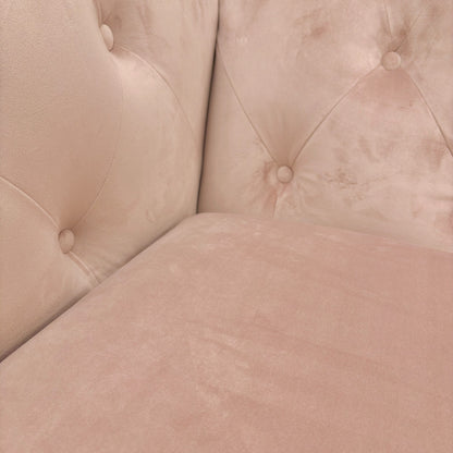 ‘Belair’ Blush Pink Sensual Velvet 3 Seater Sofa + Small Button Top Footstool