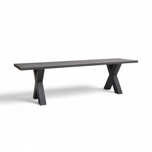 Bodahl  ‘Terra’ 02 Smoked Solid Oak Compact 160cm Dining Bench with Metal X-Shaped Legs
