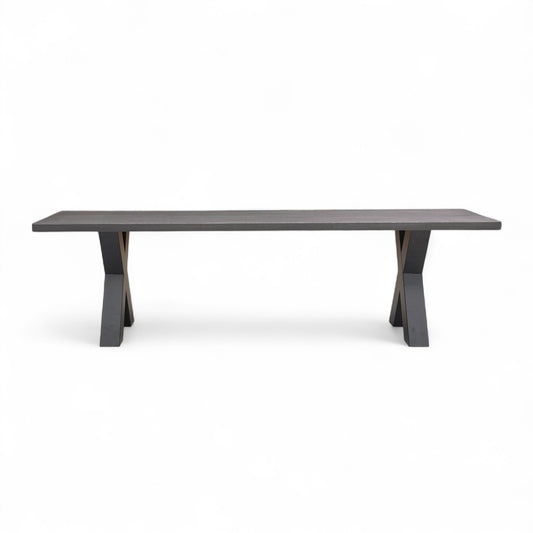 Bodahl  ‘Terra’ 02 Smoked Solid Oak Compact 160cm Dining Bench with Metal X-Shaped Legs