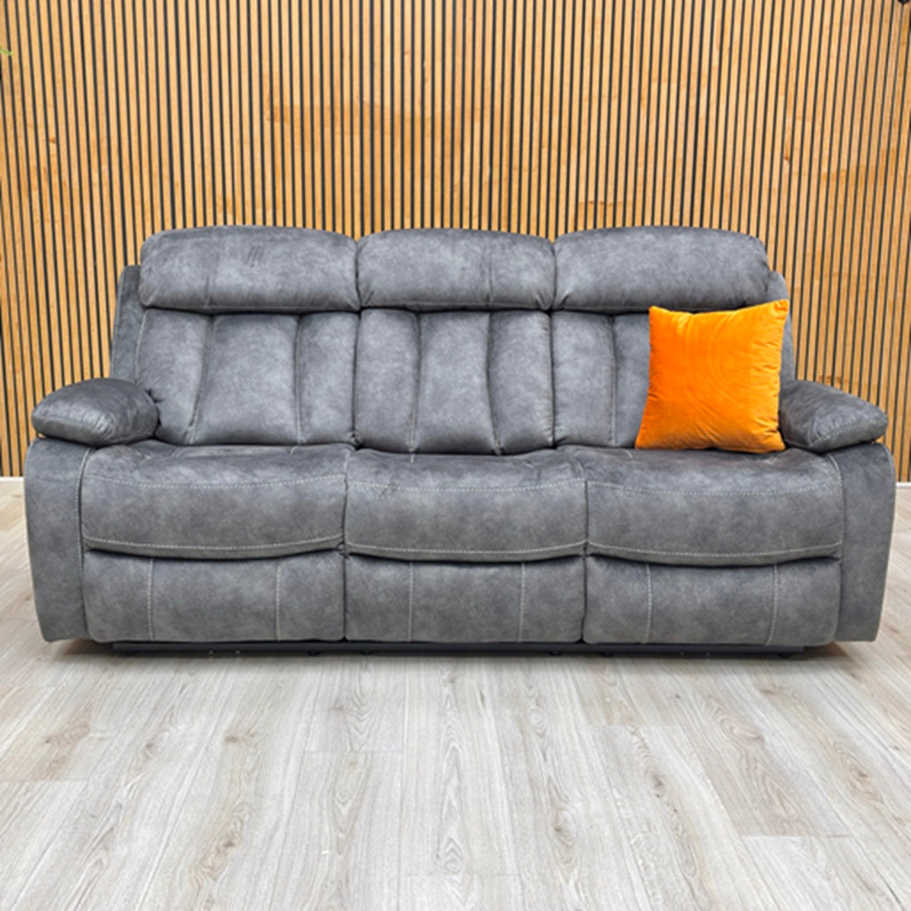 'Merrion’ Dapple Charcoal Fabric 3 + 2 Seater Power Recliner with Drop Down Cup Holder Sofa Set