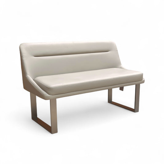 ‘Avorio’ Neutral Faux Leather High Back Dining Bench