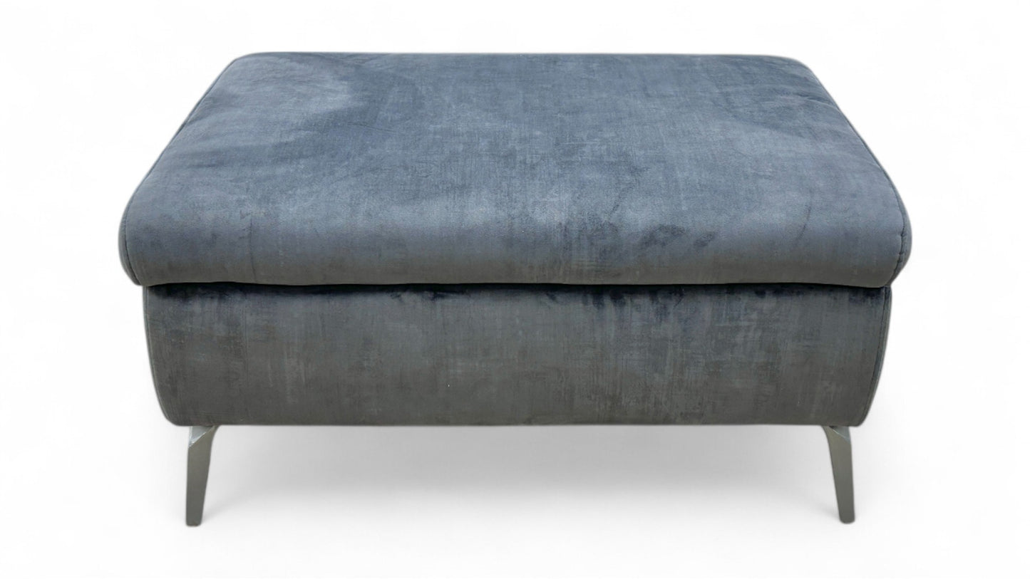 ‘Patrice’ Grey Velvet Footstool