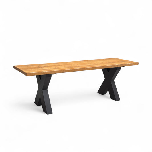 Bodahl ‘Terra’ 01 Oiled Solid Oak Compact 140cm Dining Bench with Metal X-Shaped Legs