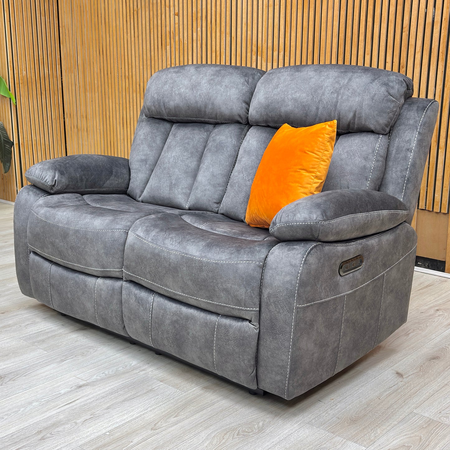 ‘Merrion’ Dapple Charcoal Fabric 2 Seater Power Recliner