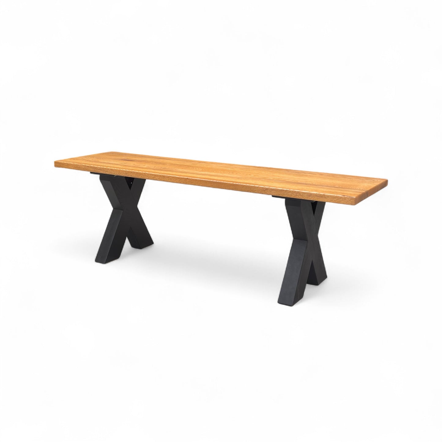 Bodahl ‘Terra’ 01 Oiled Solid Oak Compact 140cm Dining Bench with Metal X-Shaped Legs