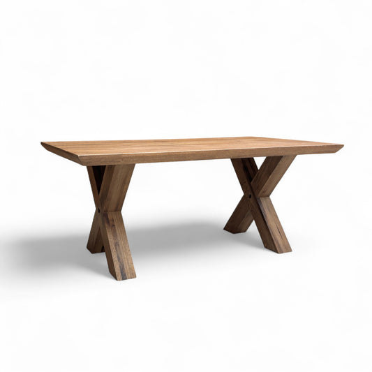 Bodahl ‘Loki’ 04 Desert Solid Oak Swiss Edge 180cm Dining Table with Wooden X-Shaped Legs