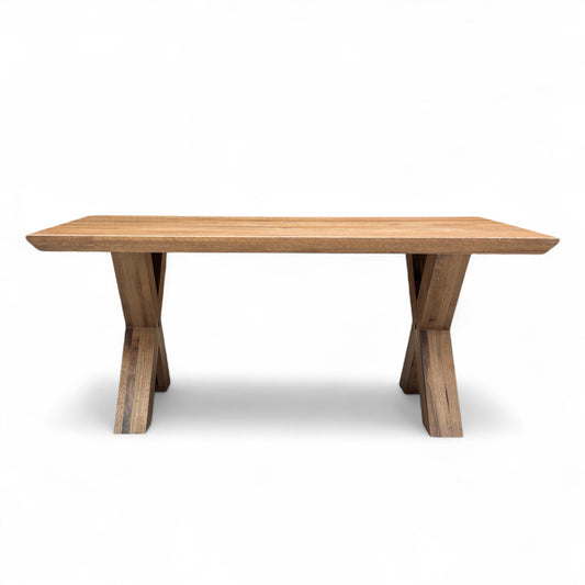 Bodahl ‘Loki’ 04 Desert Solid Oak Swiss Edge 180cm Dining Table with Wooden X-Shaped Legs