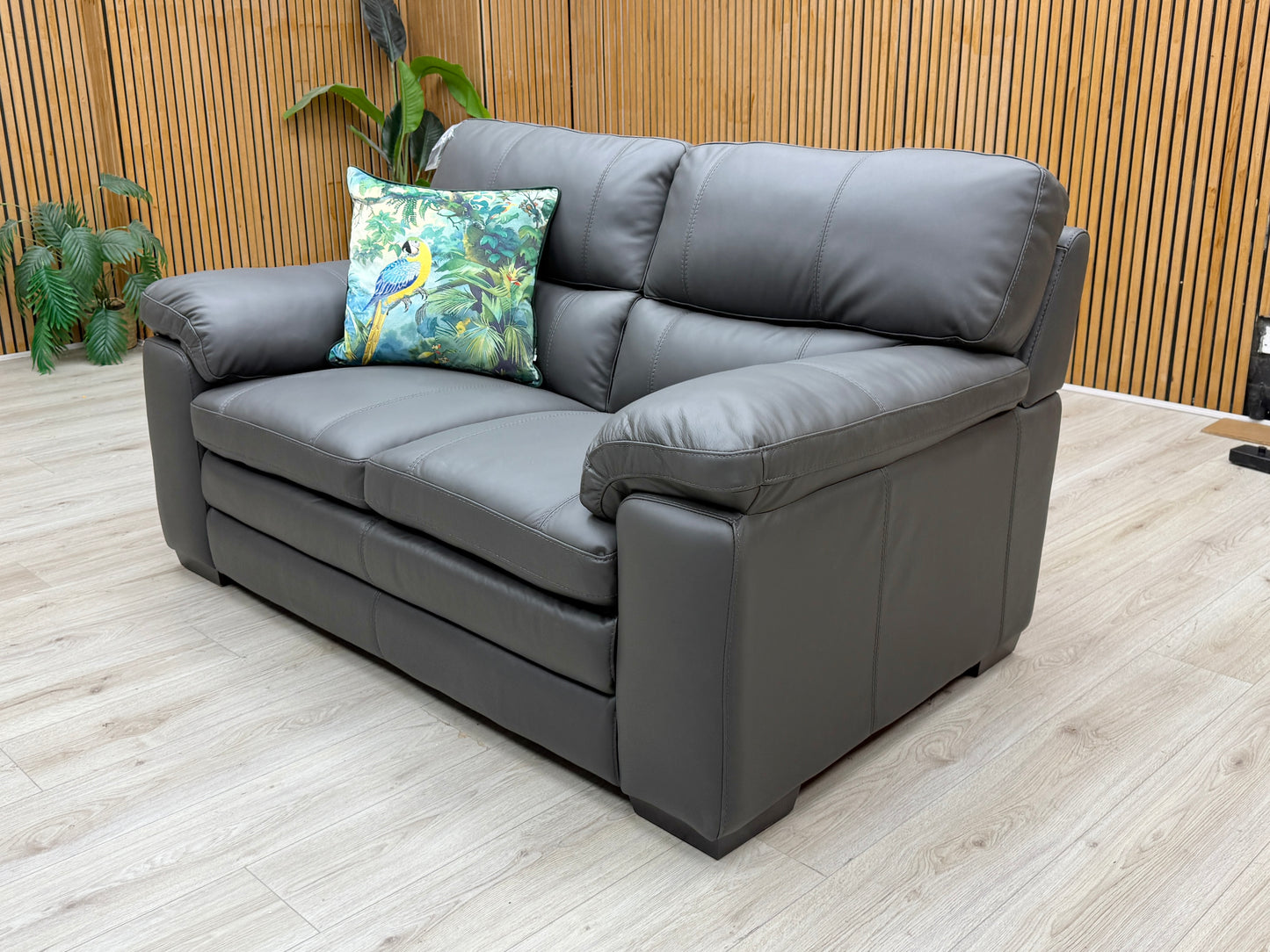World of Leather 'Cozee' Nw-517e Shale Grey 2 Seater Pure Premium Leather Sofa