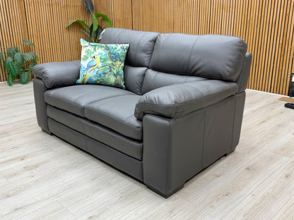 World of Leather 'Cozee' Nw-517e Shale Grey 2 Seater Pure Premium Leather Sofa