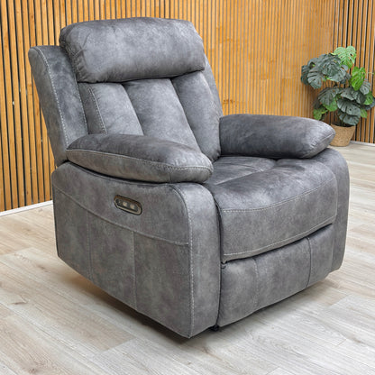 ‘Merrion' Dapple Charcoal Fabric Power Recliner Chair Direct From Manufacturer