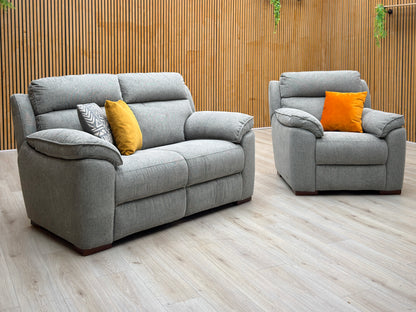 'Sander' Grey Fabric 2 Seater Sofa + Chair