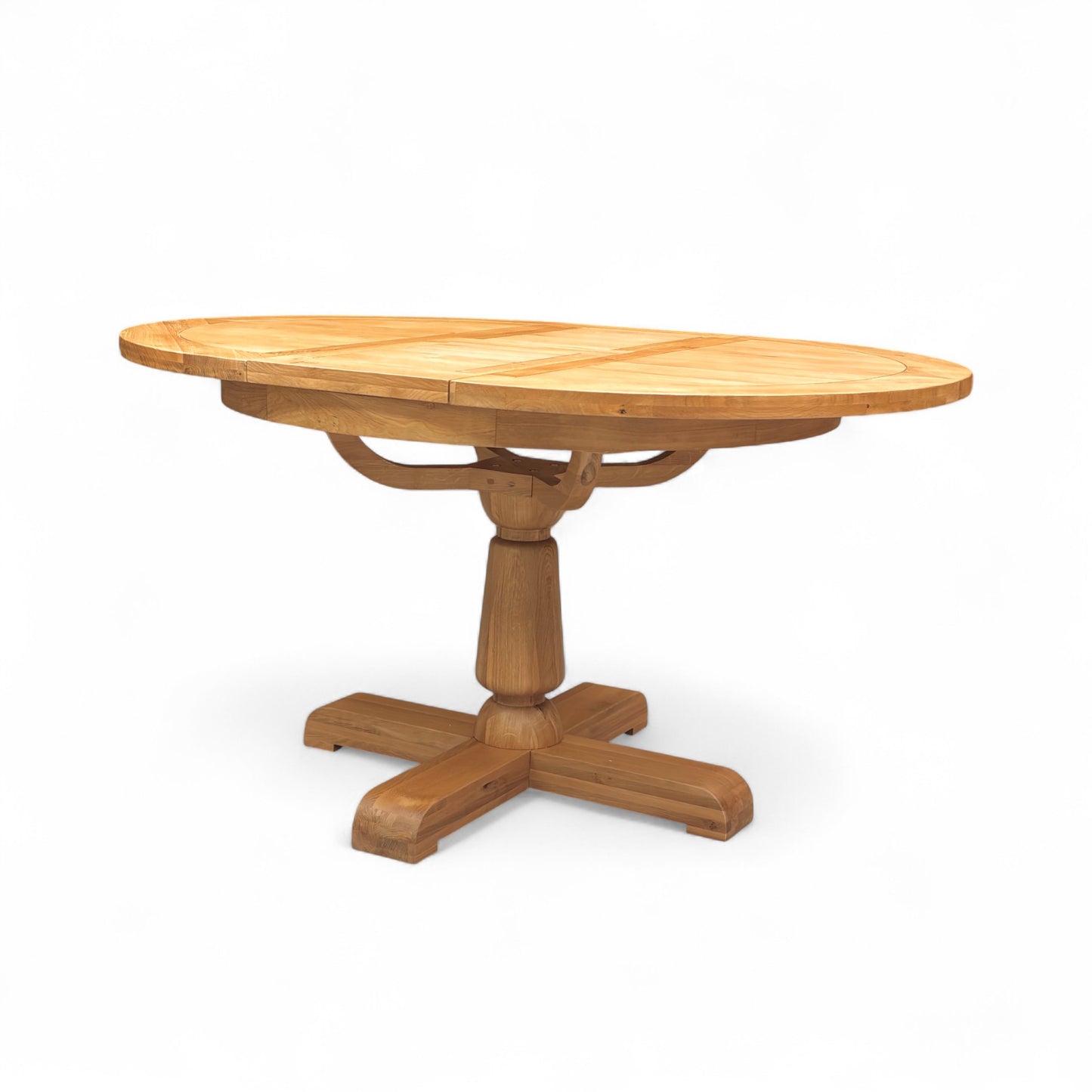 Furnitureland ‘Augusta’ Solid Oak 110cm Round Extending Dining Table with Wooden Legs