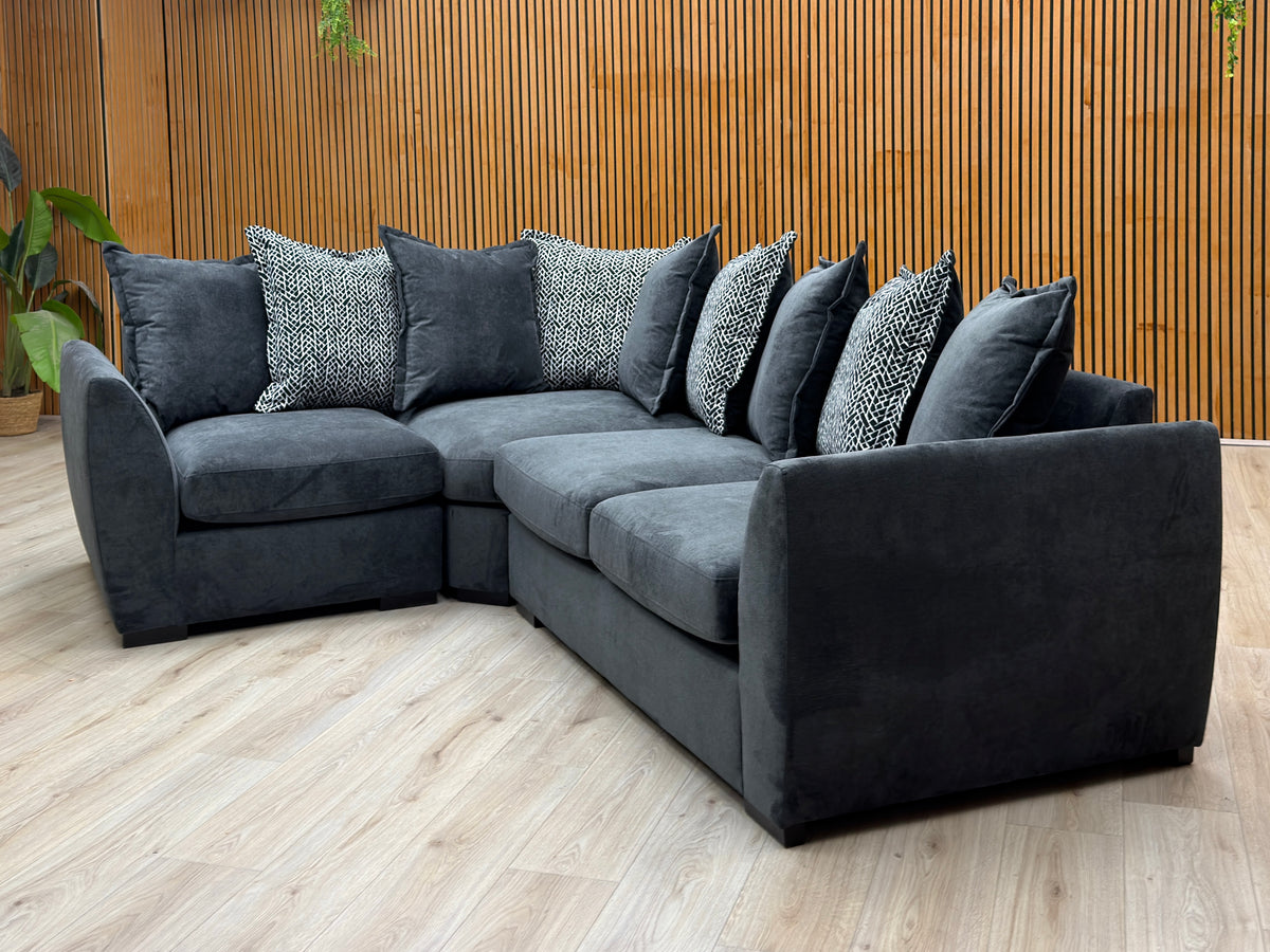 'Havana' Charcoal Grey Fabric Scatterback Left hand Double Arm Corner Group