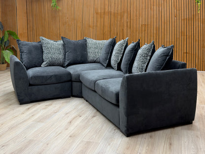 'Havana' Charcoal Grey Fabric Scatterback Left hand Double Arm Corner Group