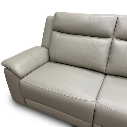 ‘Maverick’ Light Grey Leather 3 Seater Sofa
