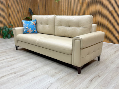 'Zoom' Dacota Pebble Cream La-4305 Leather 3 Seater Sofa Bed