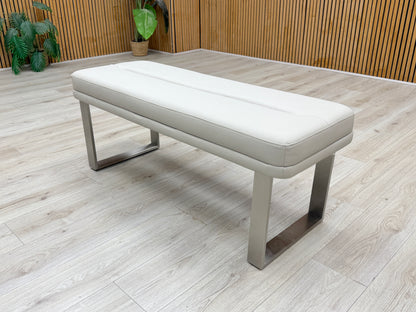 'Avorio' Neutral Faux Leather Low Dining Bench