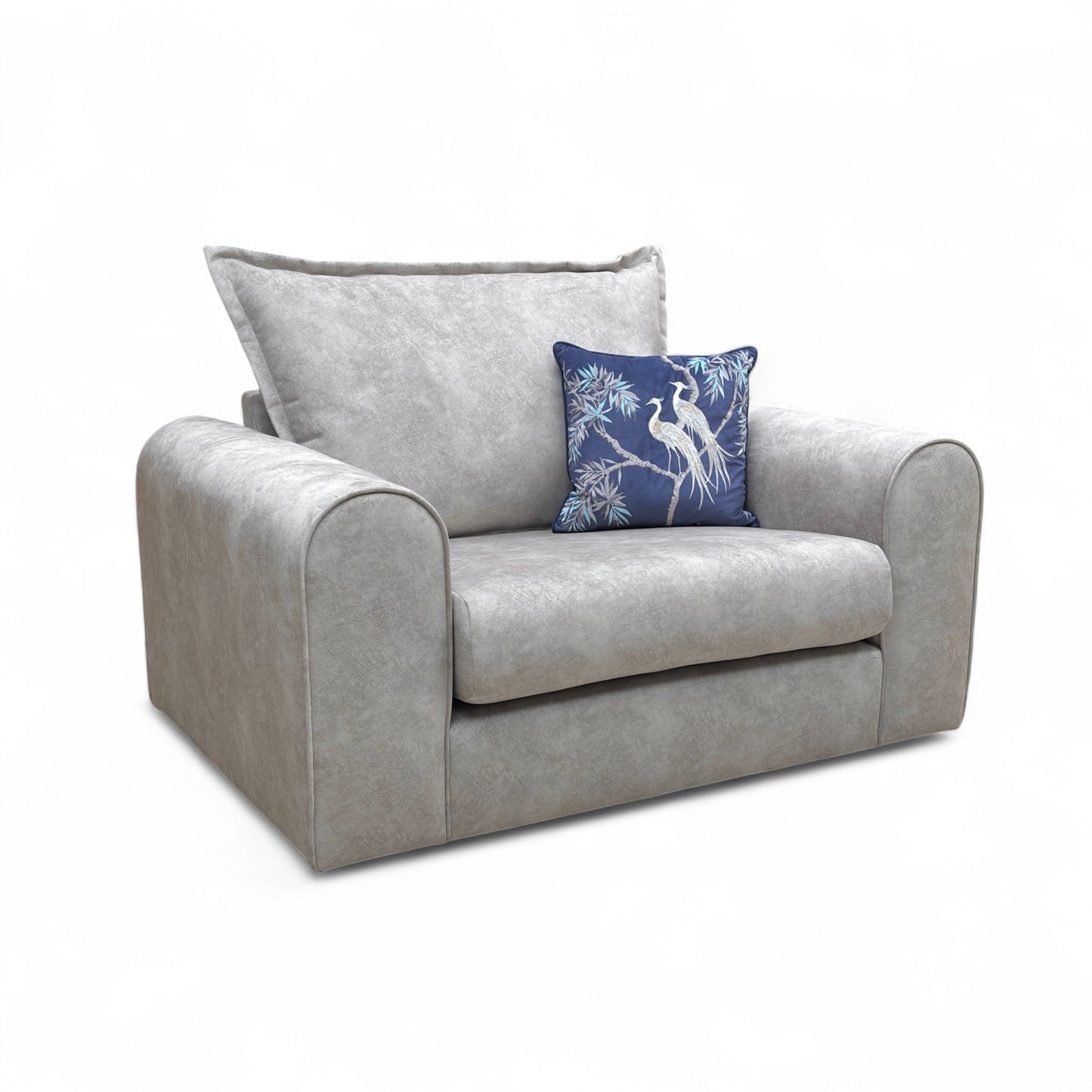 ‘Serenis’ Silver Rest Velvet Cuddler Chair