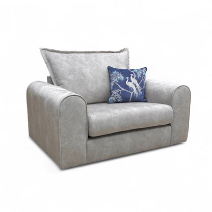 ‘Serenis’ Silver Rest Velvet Cuddler Chair