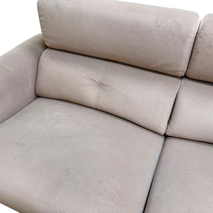 ‘Ezra’ Oyster Velvet Power Recliner 3 Seater Sofa with Telescopic Headrest
