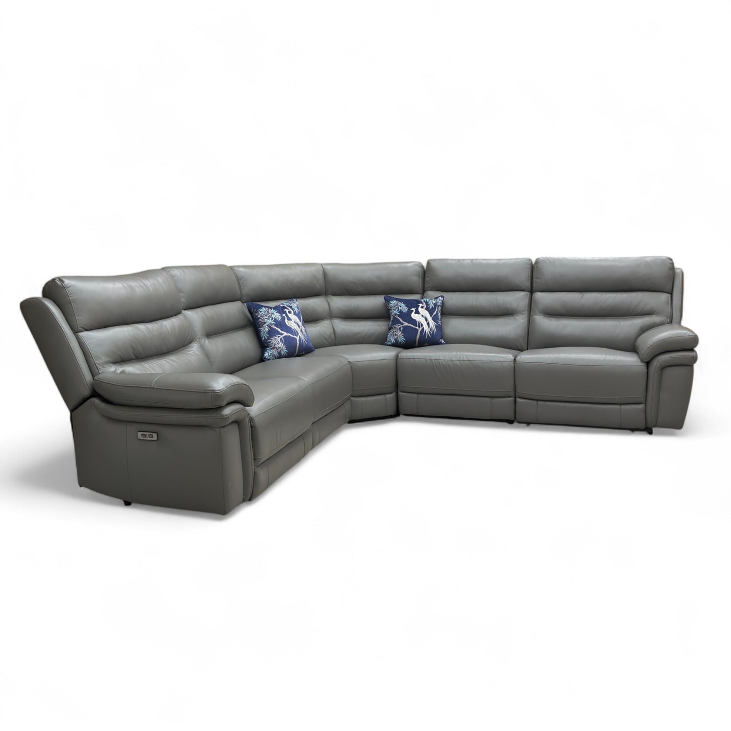 ‘Berlin' Natural Ash La-4825 Leather Power Recliner Modular 2 Corner 2 Sofa with Power Headrests + Power Recliner Armless Unit