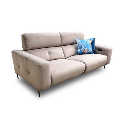 ‘Ezra’ Oyster Velvet Power Recliner 3 Seater Sofa with Telescopic Headrest