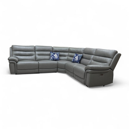 ‘Berlin' Natural Ash La-4825 Leather Power Recliner Modular 2 Corner 2 Sofa with Power Headrests + Power Recliner Armless Unit