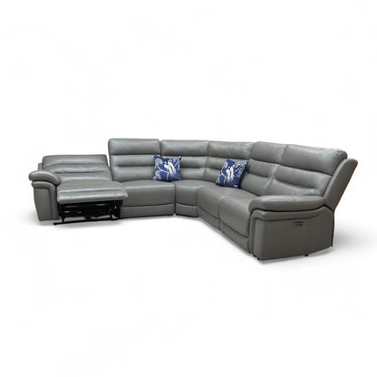‘Berlin' Natural Ash La-4825 Leather Power Recliner Modular 2 Corner 2 Sofa with Power Headrests + Power Recliner Armless Unit