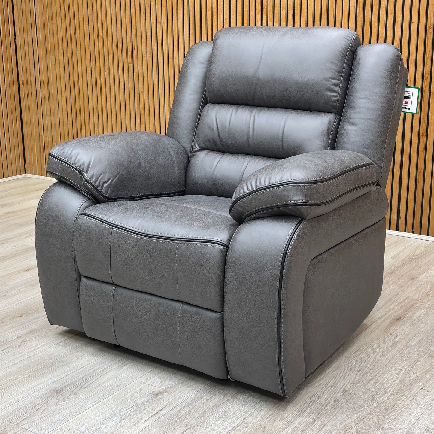 'Vegas' Charcoal Grey Microfibre Power Recliner Chairs - Set of 2