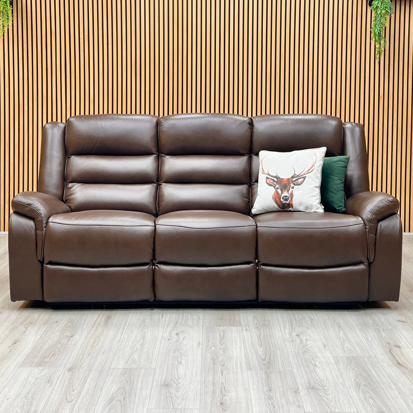 ‘Berlin’ Cognac Brown Leather 3 Seater Power Recliner Sofa Direct From Manufacturer