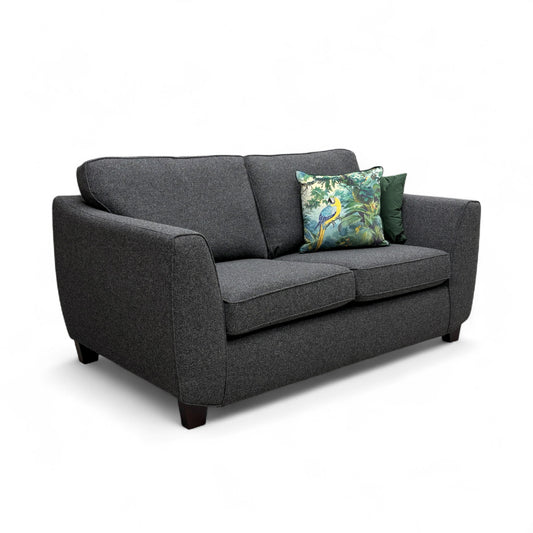 ‘Orlby’ Charcoal Benita Basket Weave Fabric 2 Seater Sofa