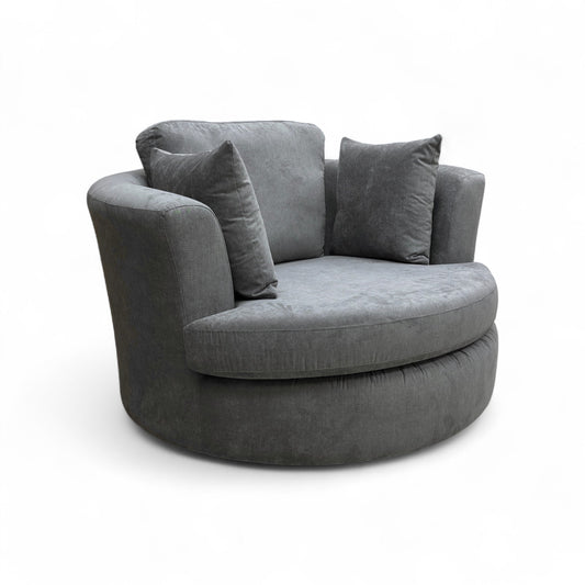 ‘Freya’ Graphite Grey Freya Fabric Large Swivel Chair