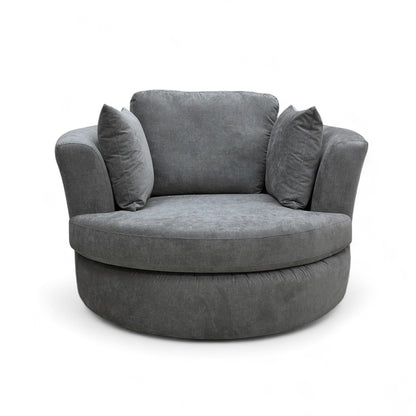 ‘Freya’ Graphite Grey Freya Fabric Large Swivel Chair
