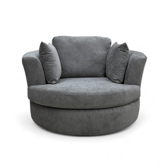 ‘Freya’ Graphite Grey Freya Fabric Large Swivel Chair