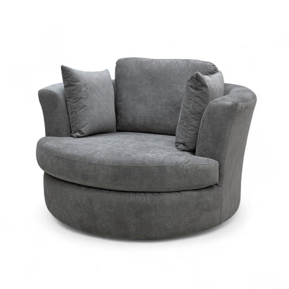 ‘Freya’ Graphite Grey Freya Fabric Large Swivel Chair