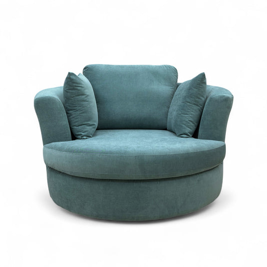 ‘Freya’ Ocean Blue Freya Fabric Large Swivel Chair