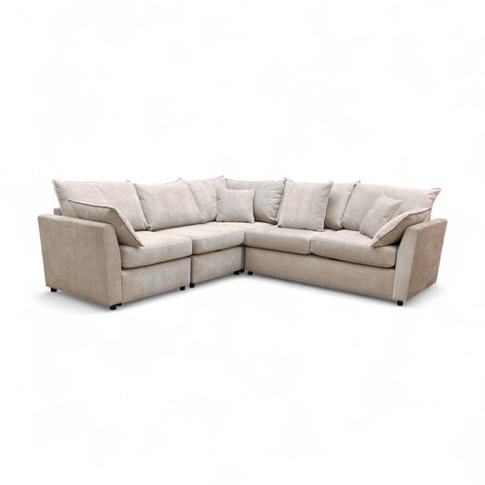 ‘Connor’ Silver Fabric 4 Piece Modular Corner Sofa