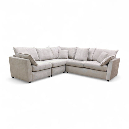 ‘Connor’ Silver Fabric 4 Piece Modular Corner Sofa