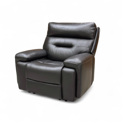 ‘Cinemax_ La4820 Natural Black Mica Leather Media Power Recliner Chair with Power Headrest