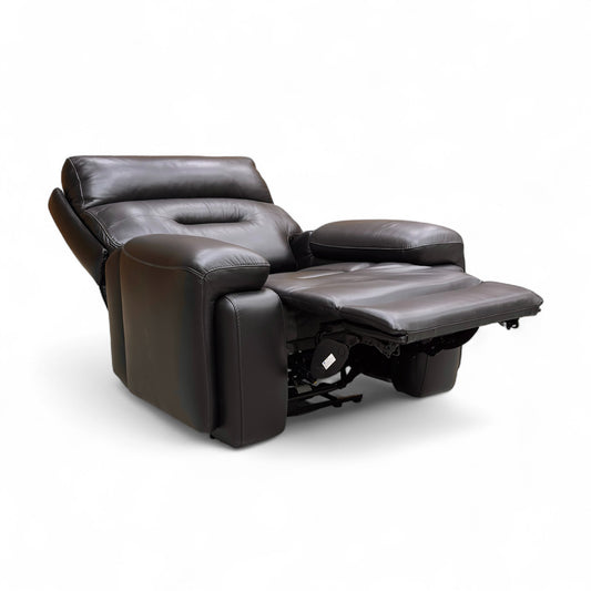 ‘Cinemax_ La4820 Natural Black Mica Leather Media Power Recliner Chair with Power Headrest