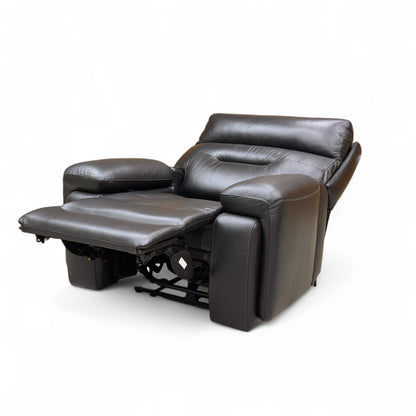 ‘Cinemax_ La4820 Natural Black Mica Leather Media Power Recliner Chair with Power Headrest