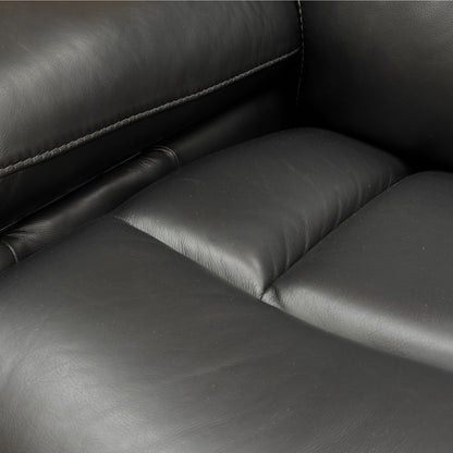 ‘Cinemax_ La4820 Natural Black Mica Leather Media Power Recliner Chair with Power Headrest