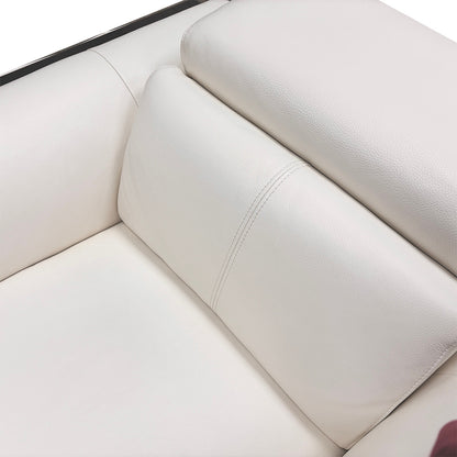 ‘Gisella’ Cotton White Leather Power Recliner Chair with Power Headrest
