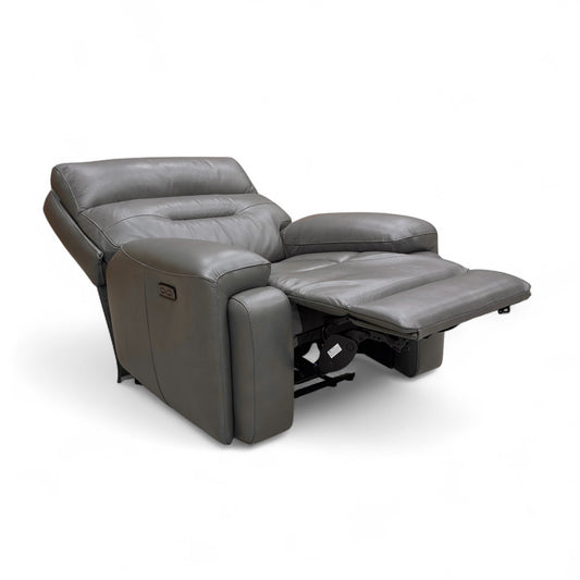 ‘Cinemax' Le-9308 Grey Leather Power Recliner Chair with Power Headrest