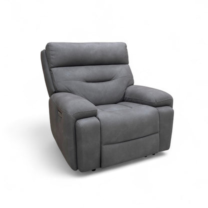 ‘Cinemax’ Np-1107 Nappa Grey Fabric Power Recliner Chair with Power Headrest