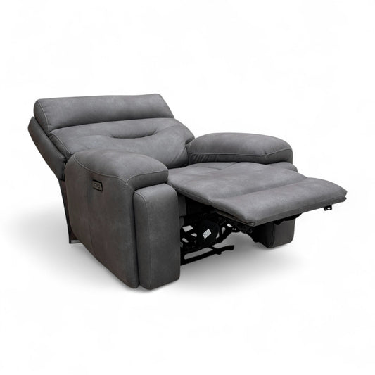 ‘Cinemax’ Np-1107 Nappa Grey Fabric Power Recliner Chair with Power Headrest